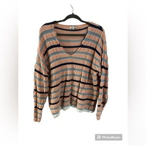 NWOT Andree by Unit Scalloped Neckline Striped Sweater